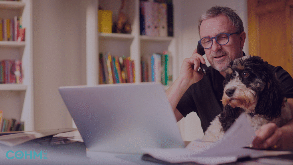 pet owner waiting on hold for veterinary