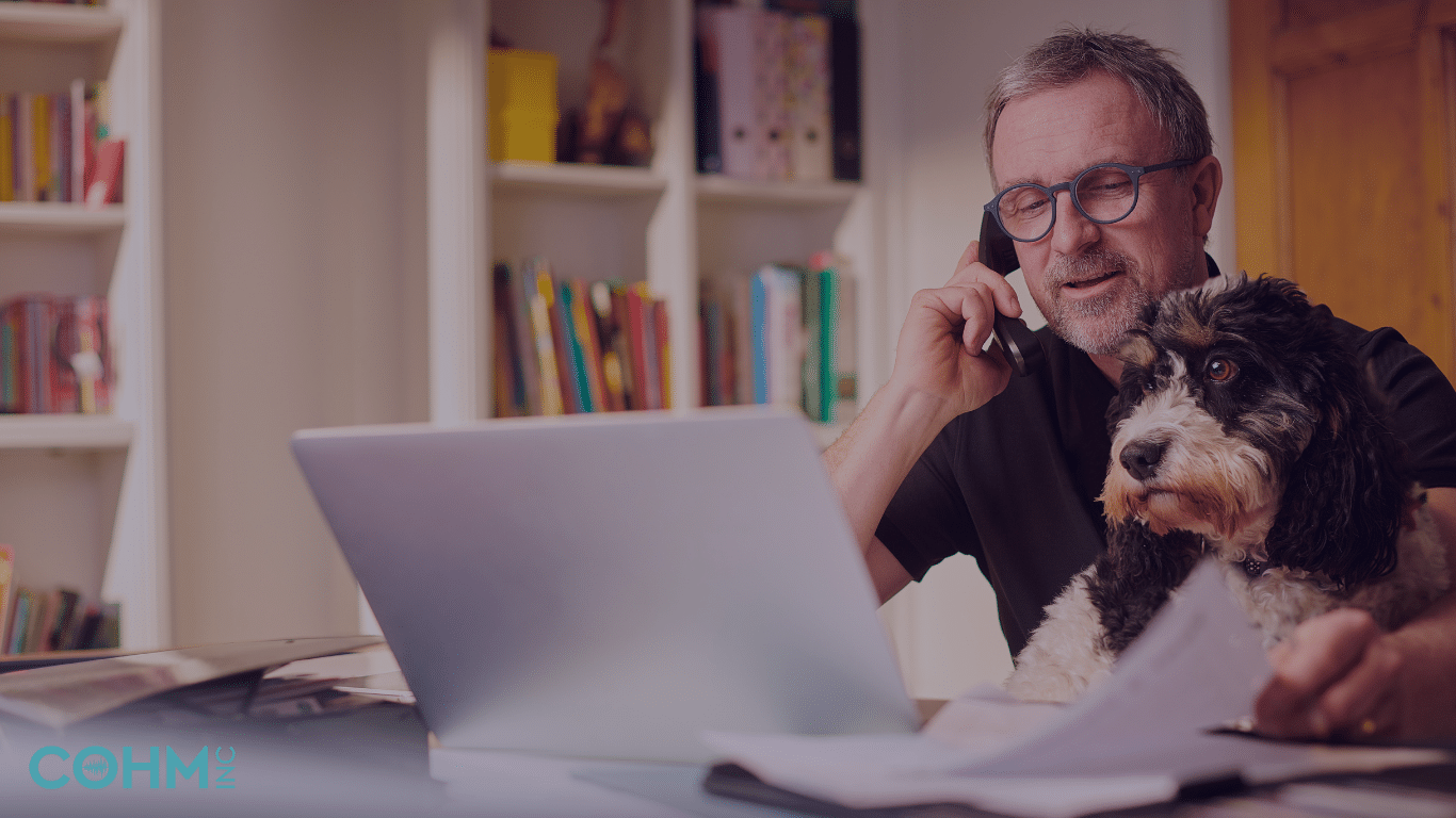 pet owner waiting on hold for veterinary